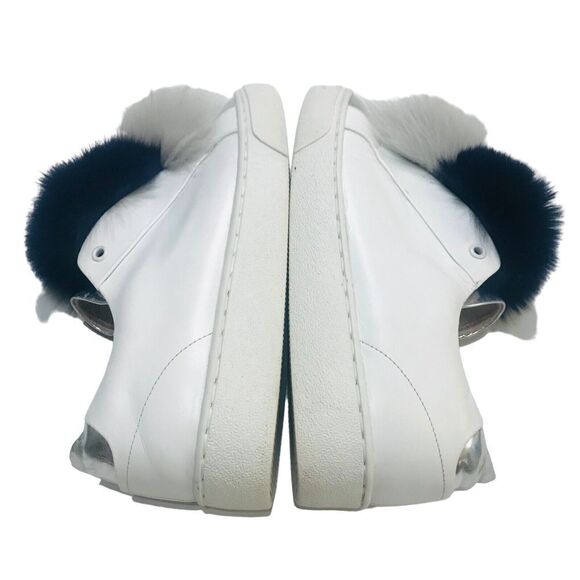 Here Now Fox Pom Pom Sneakers Platform Shoes Slip On Size 6.5 White Leather - Picture 8 of 16